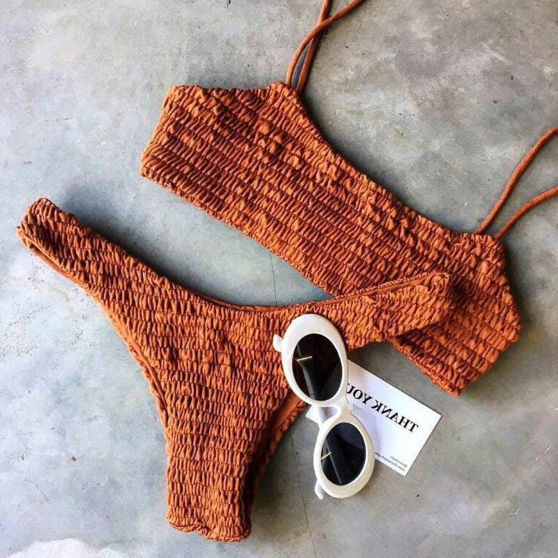Ruffles Crochet Push-up Bikini Set