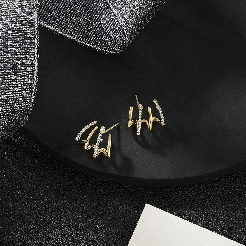shiny crystal small Geometric metal Earrings