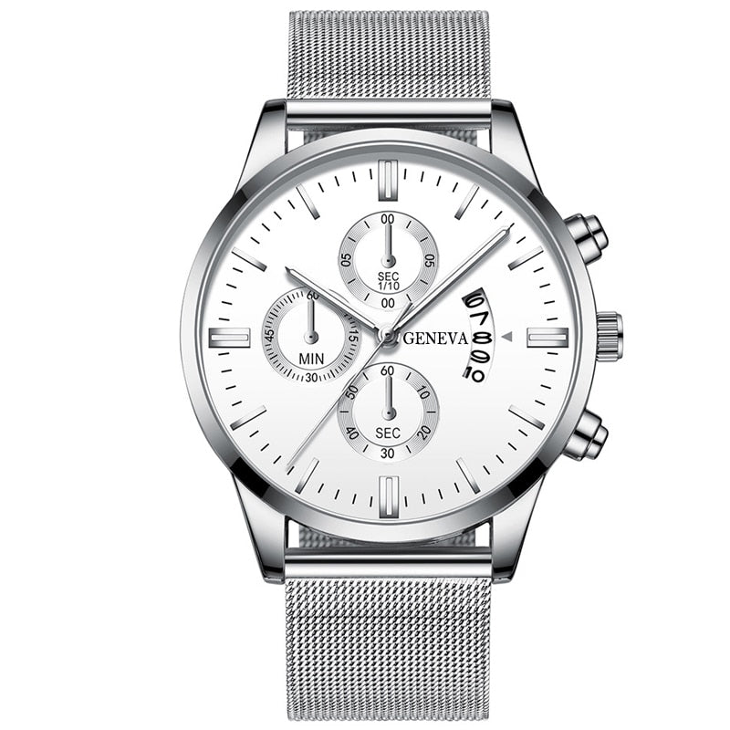 Men's Stainless Steel Mesh Belt Analog Quartz Watch