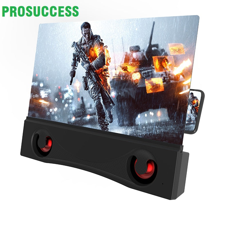 12 Inch Bluetooth Speaker Curved Clear 3D View Display Phone Screen MagniFier With Louder Vibration Membrane Bass Sound F12