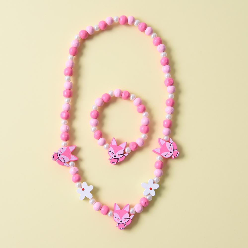 2pcs/Set Fashion Natural Wood Beads Necklace Bracelet