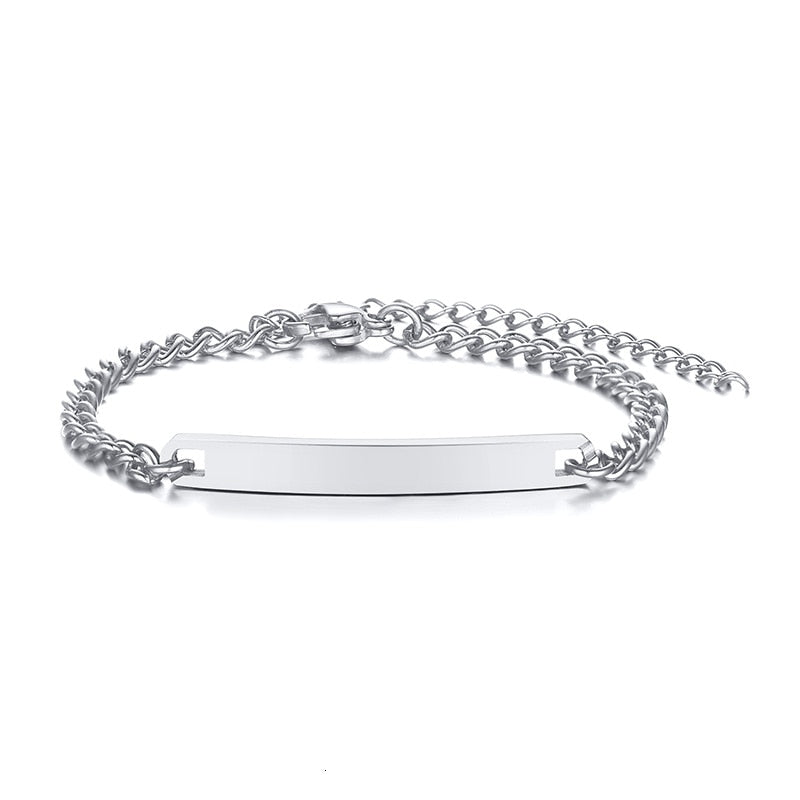 Personalize Baby Name Chain Smooth Bangle Link Gold Tone Bracelet