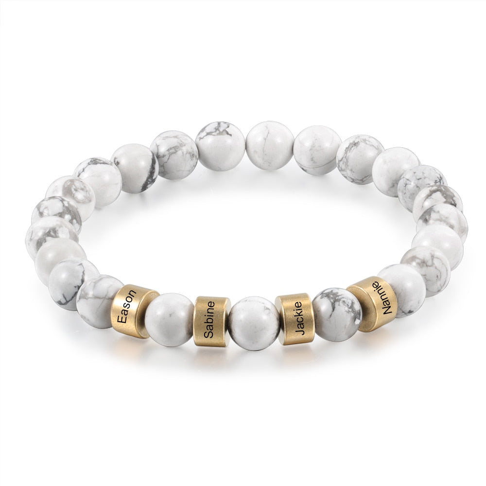 Personalized Name Stone Bead Engraving Bracelet