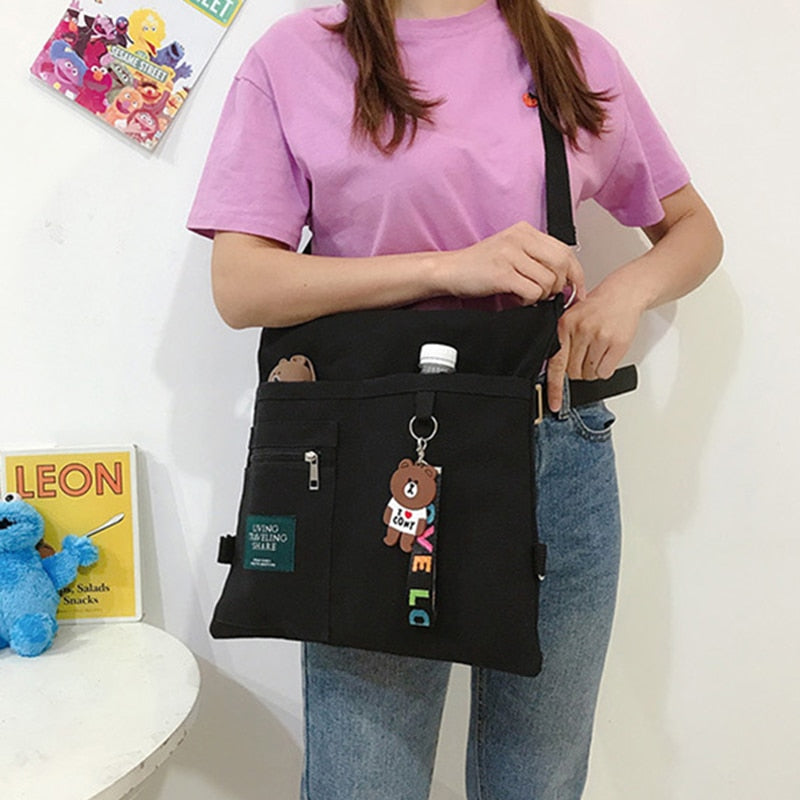 Simple Quality Bolsas Korean Designer Shoulder Canvas Bag