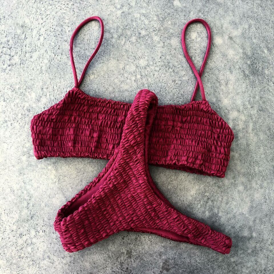 Ruffles Crochet Push-up Bikini Set
