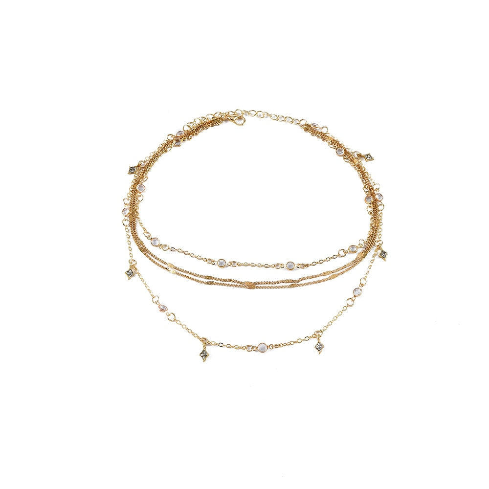 New Fashion Gold Crystal Stars Pendant Necklace
