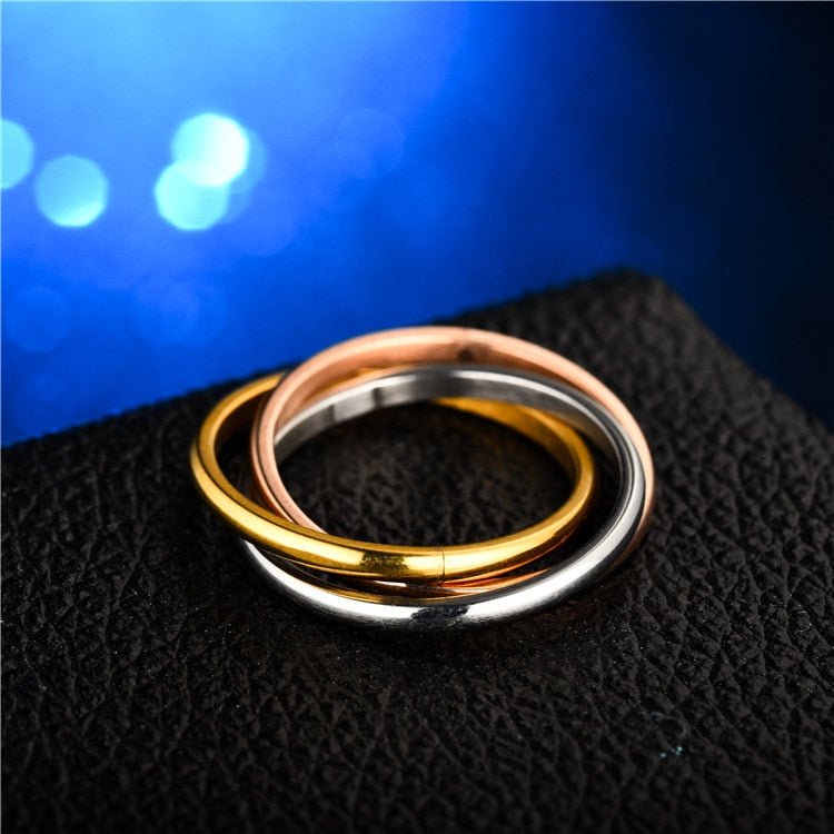Ramos Classic 3 Rounds Ring Sets Women Stainless Steel