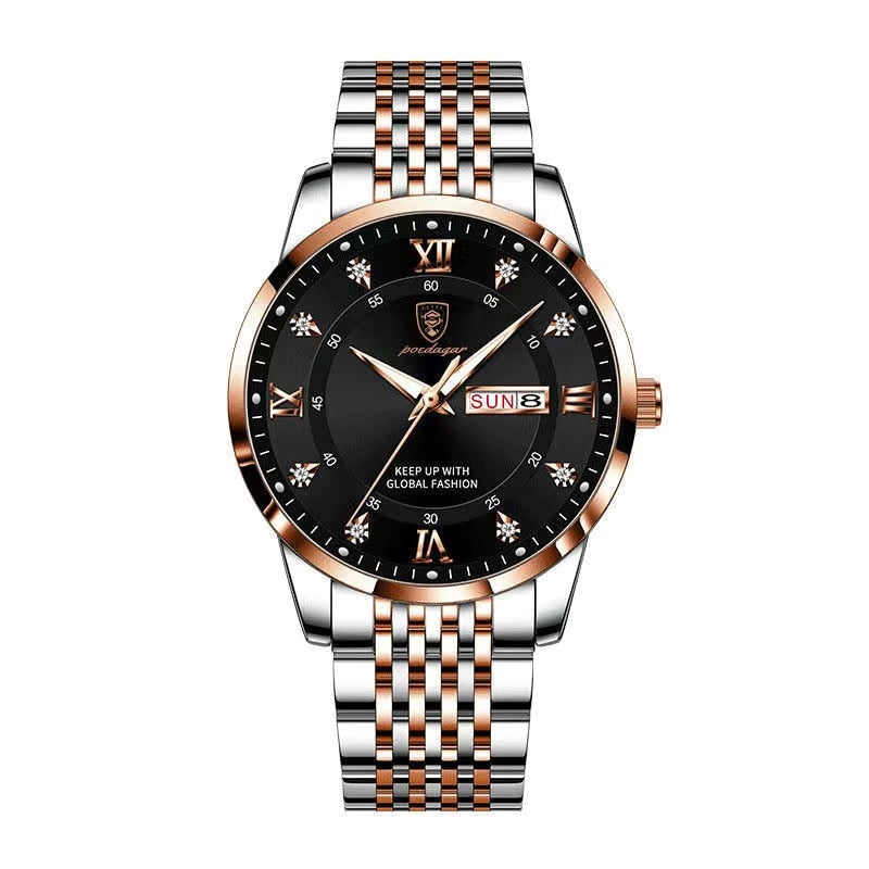 Luxury Push Button Hidden Clasp Waterproof Luminous Wrist Watches