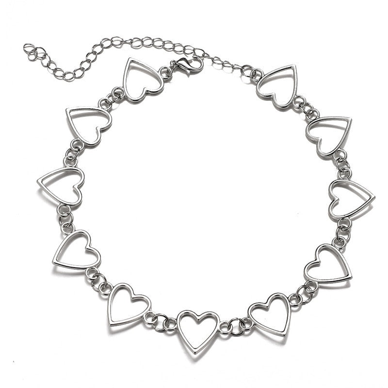 Hollow Korean Sweet Love Heart Choker Necklace