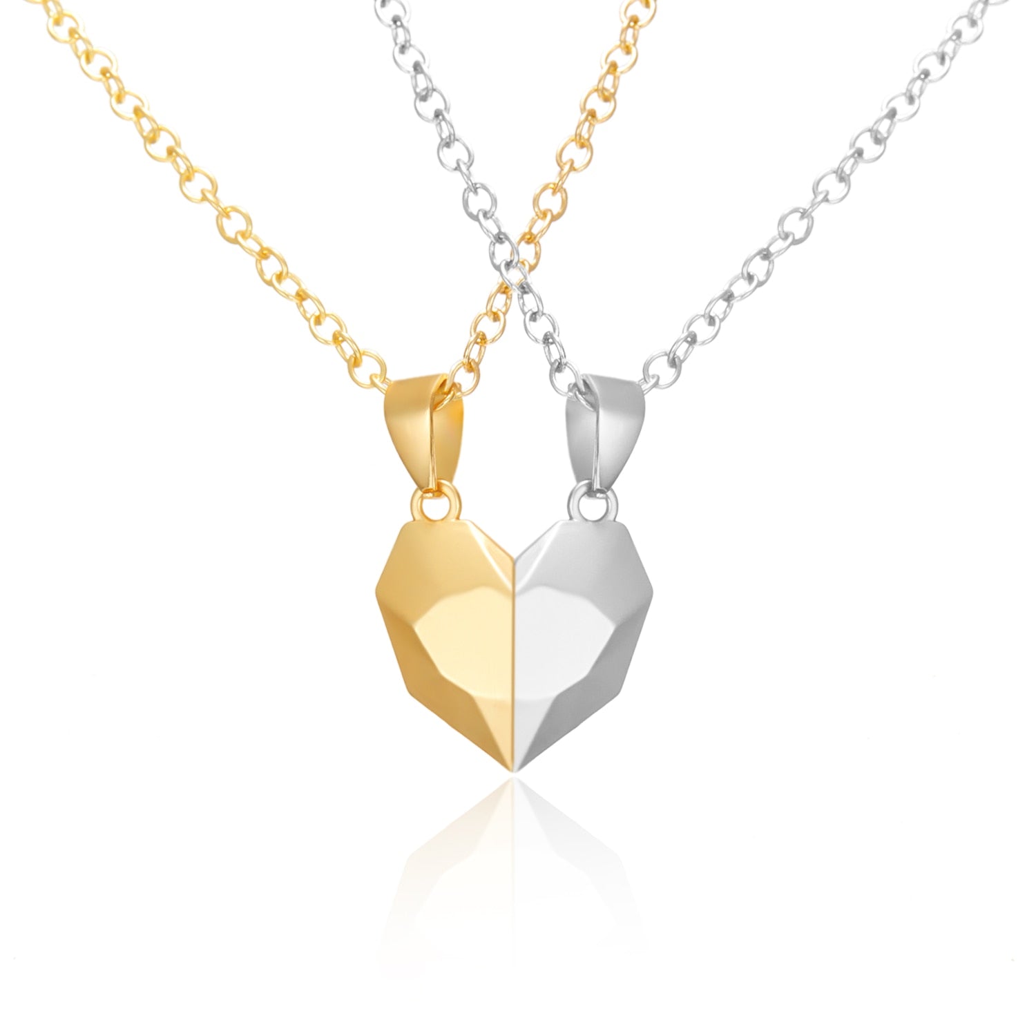 2Pcs Magnetic Heart Couple Necklace