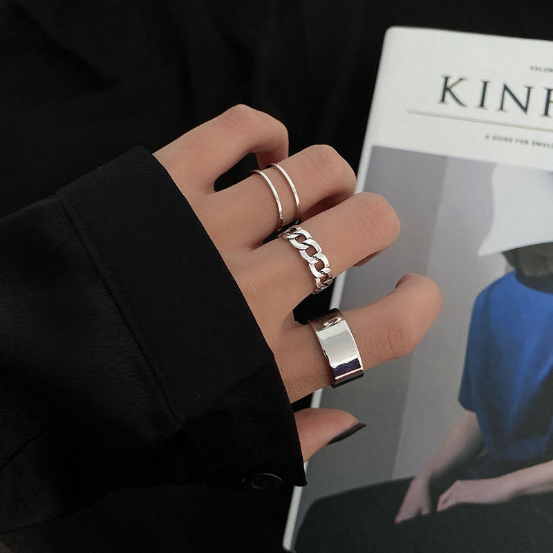 Hollow Heart Ring Set 5PCS Elegant Vintage Adjustable