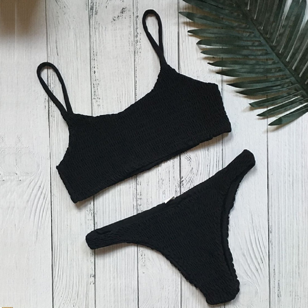 Ruffles Crochet Push-up Bikini Set