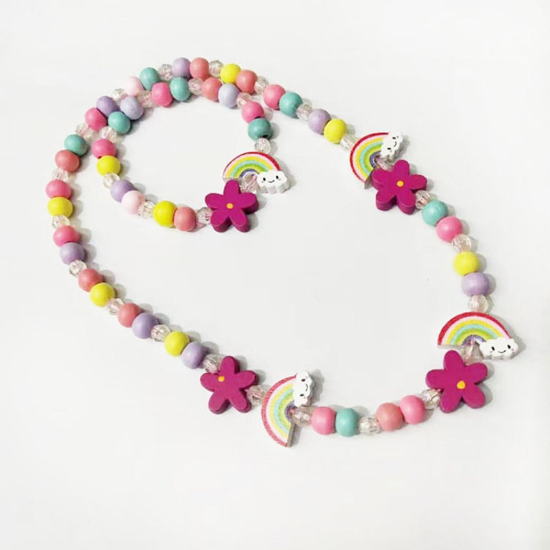 2pcs/Set Fashion Natural Wood Beads Necklace Bracelet