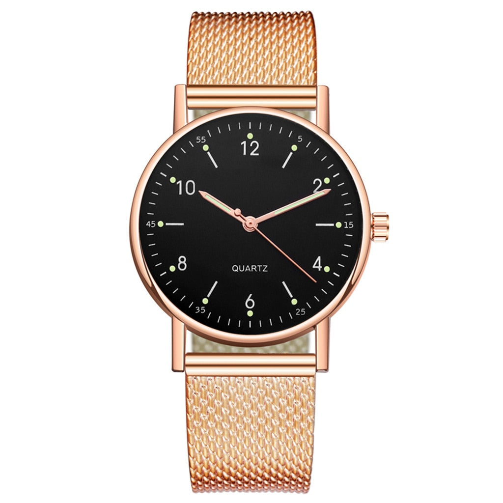 Fashion Women Silver Heart Dial Silicone Mesh Belt Wristwatch