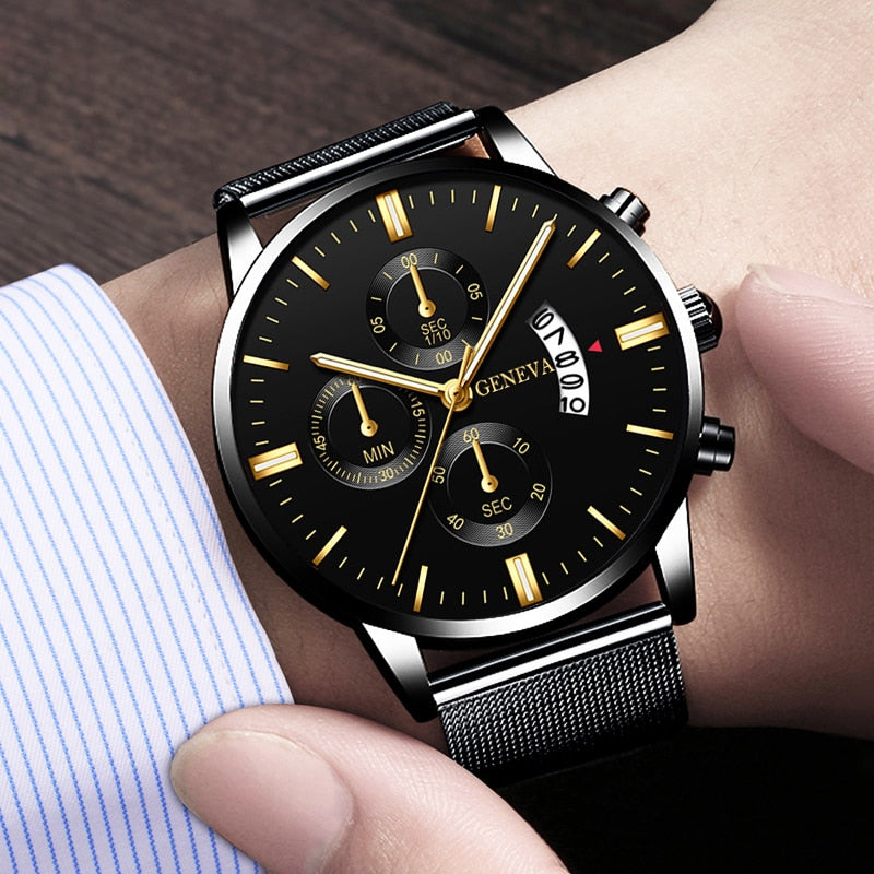 Men's Stainless Steel Mesh Belt Analog Quartz Watch