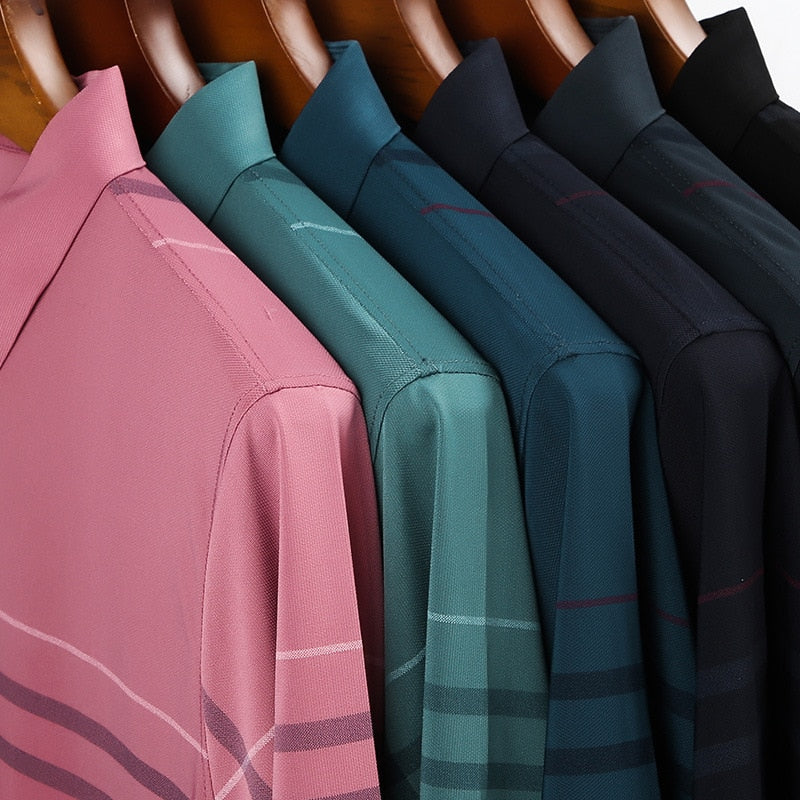 Ymwmhu Fashion Striped Slim Men Polo Shirt