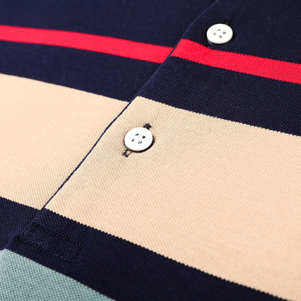 Striped Embroidery Men Designer Polo Shirt With Short Sleeve