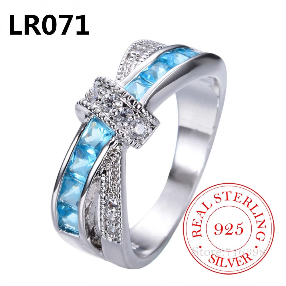 100% 925 Sterling Silver Jewelry Vintage Purple Crystal Couple's Wedding Silver Rings for Women Men Fashion Anel De Prata Bijoux