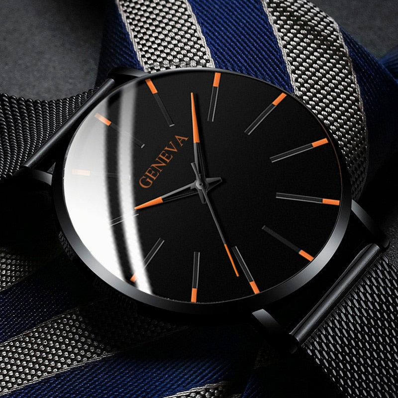 reloj hombre 2022 Watch Men Minimalist Ultra Thin Watches Men's Fashion Stainless Steel Mesh Belt Quartz Watch relogio masculino