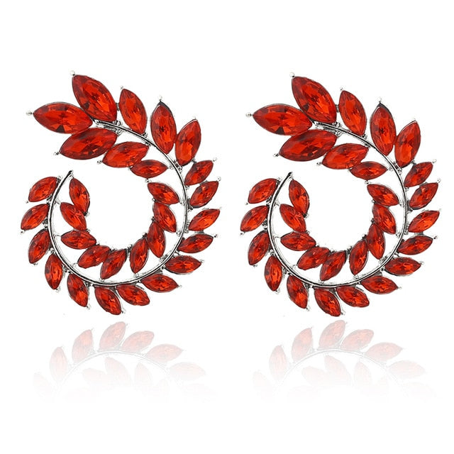 10 Colors Rhinestone Geometric Big Round Earrings