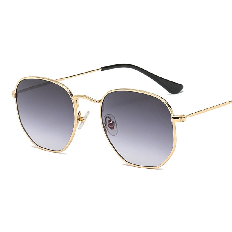 Metal Frame Hexagon Sun Glasses