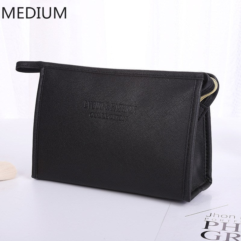 PURDORED 1 Pc Large Cosmetic Bag PU Leather Waterproof