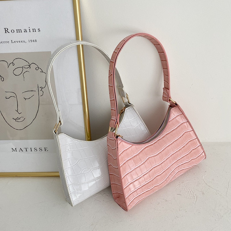 Retro Casual Leather Solid Color Chain Shopping Bag