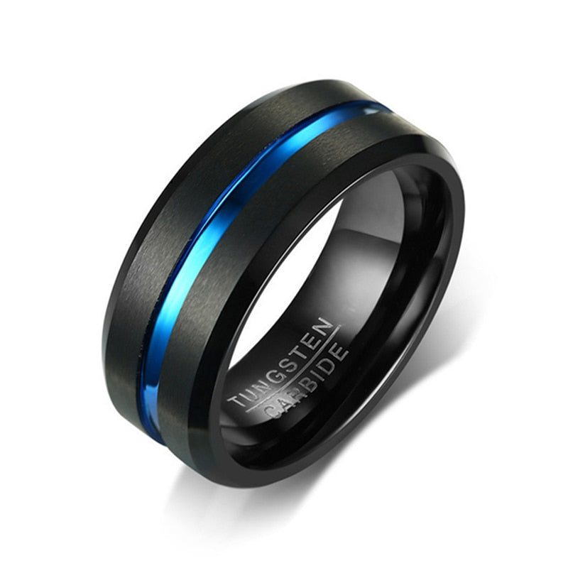 FDLK Fashion 8MM Men's Stainless Steel Beveled Edge Ring
