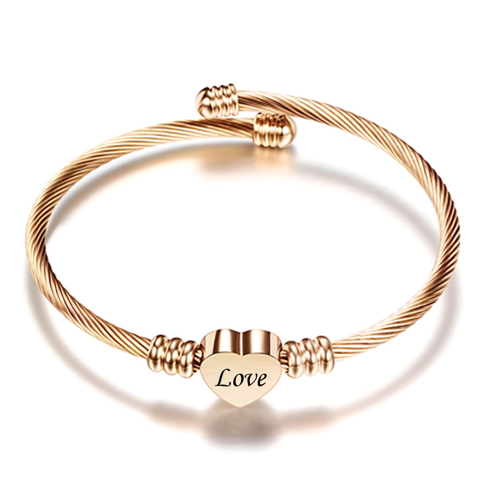 Customize Heart Charm Bracelets Stainless Steel
