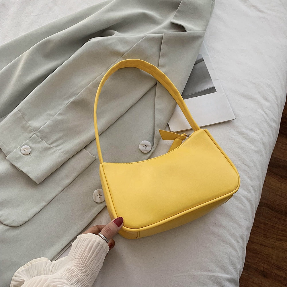 PU Leather Solid Color Chain Shopper Shoulder Bags