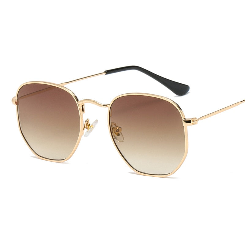 Metal Frame Hexagon Sun Glasses