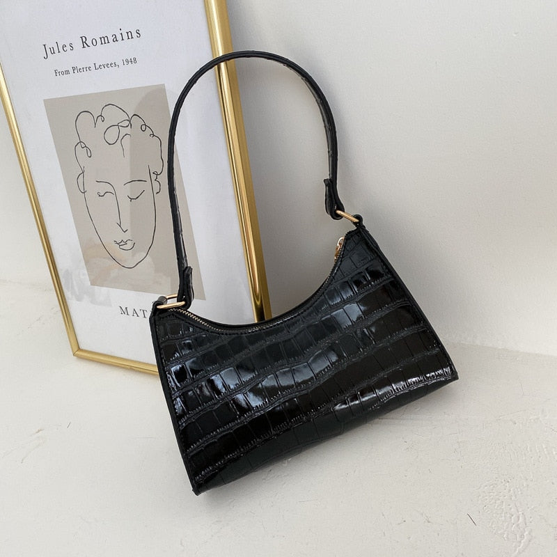 Retro Casual Leather Solid Color Chain Shopping Bag
