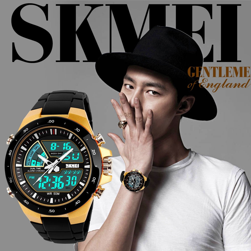 Men Sport Watch Dual Display Top Luxury Brand Men Waterproof