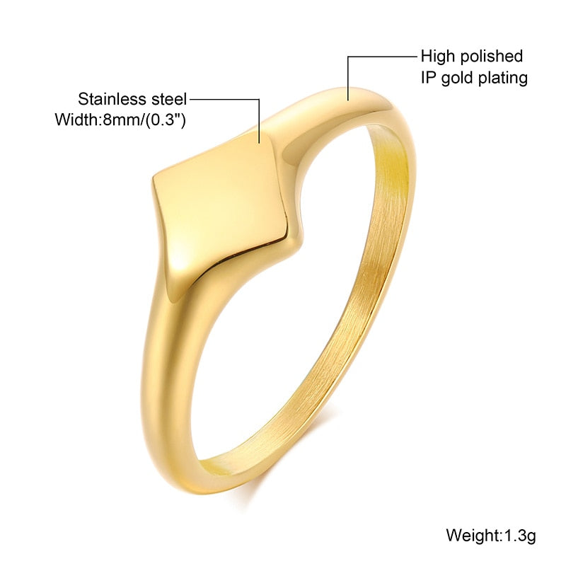 Lotus Signet Stainless Steel Elegant Signet Ring