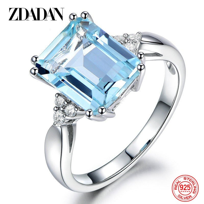 Sterling Silver Fashion Aquamarine Gemstone Ring