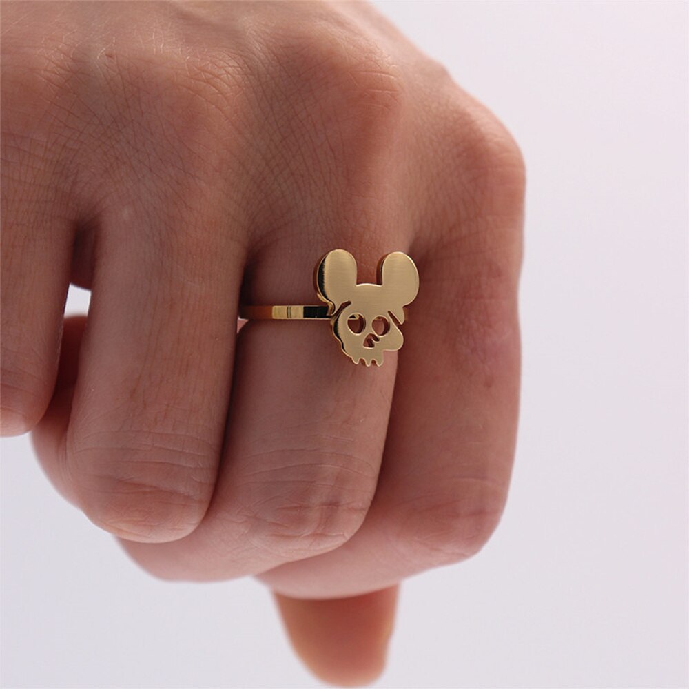 Tropical Leaf Gold Palm Leaf Stainless Steel Rings