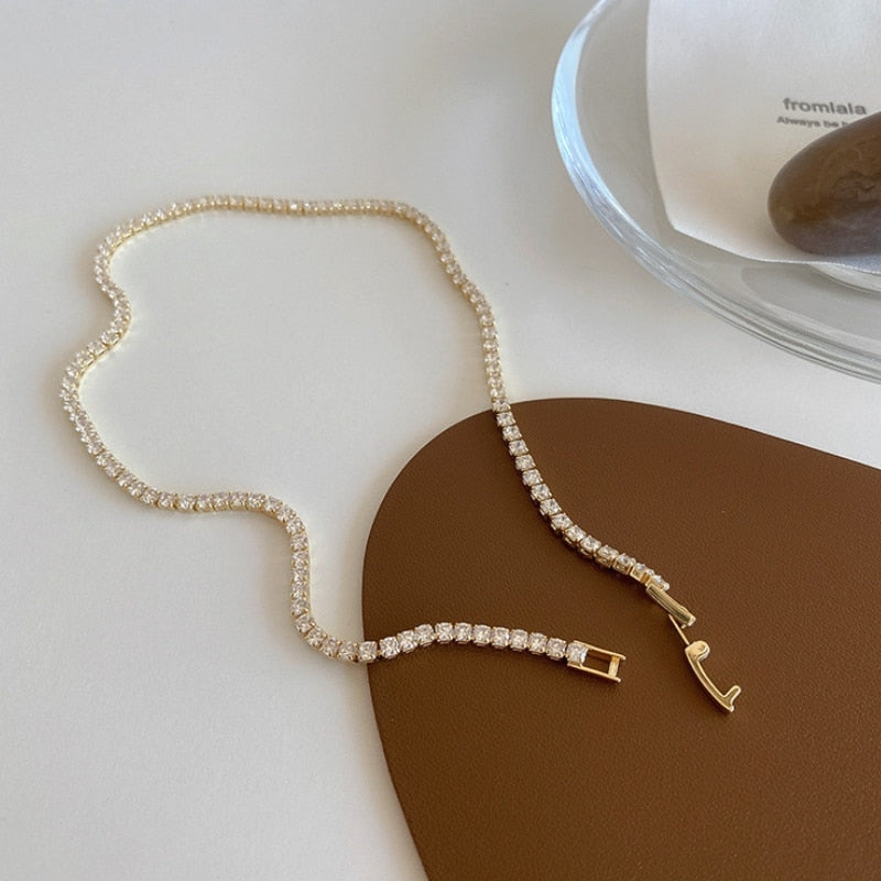 Trendy Sweet Romantic Crystal 14k Gold Chains Choker Necklace