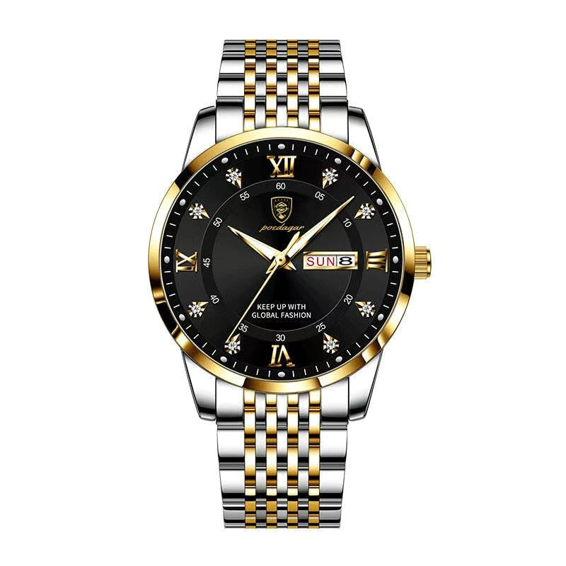 Luxury Push Button Hidden Clasp Waterproof Luminous Wrist Watches
