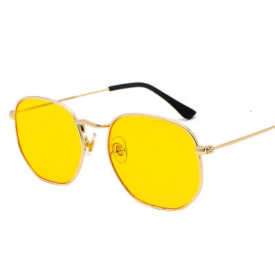 Metal Frame Hexagon Sun Glasses