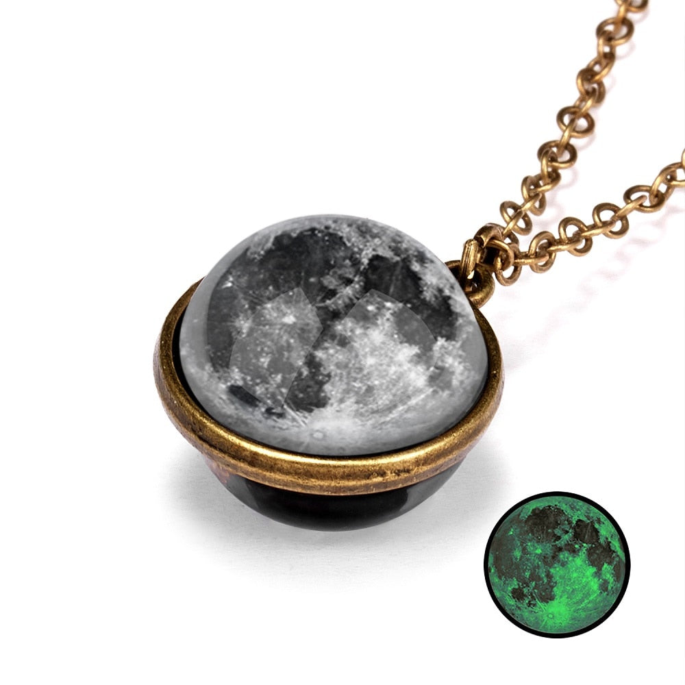 1PC Vintage Colorful Galaxy Universe Round Pendant Necklace