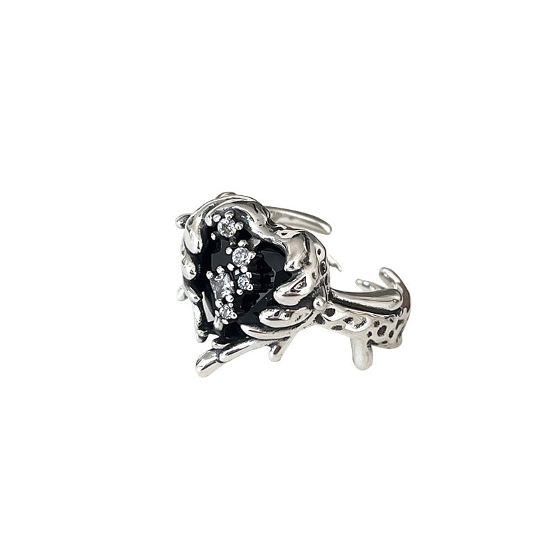 Opal Irregular Natural Stone Ring With White Opal Hollow Ring