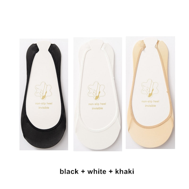 3 Pairs Invisible Boat Socks Women Summer Silicone Non-Slip Socks for High Heels Shoes Ice Silk Thin Half-Palm Suspender The New