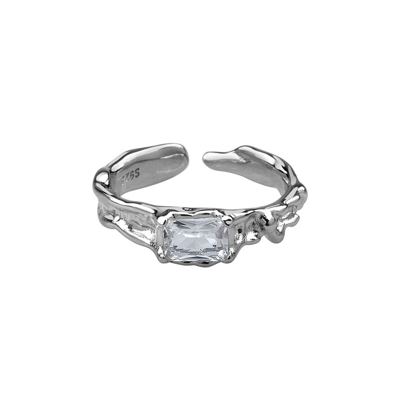Opal Irregular Natural Stone Ring With White Opal Hollow Ring