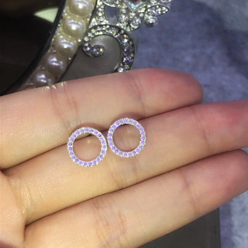 Fashion Versatile Crystal Dazzling Circle Stud Earrings