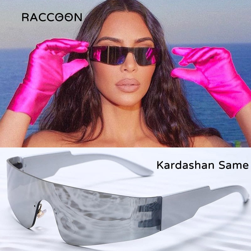Kardashan Flat Top Shield Fashion Punk Sunglasses Women Y2K Sun Glasses