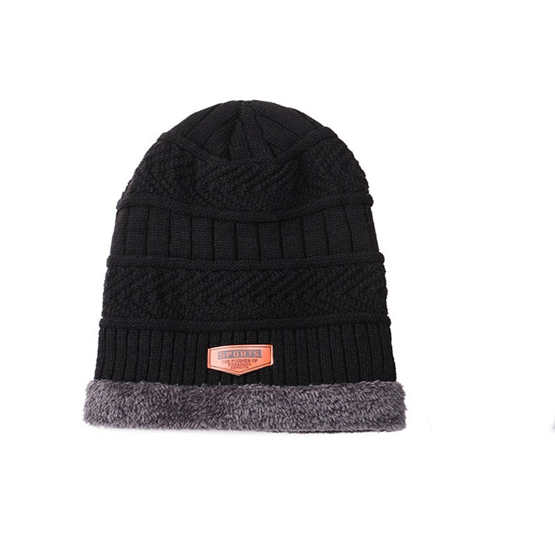 Thick Wool Neck Scarf Cap Balaclava Mask Bonnet Hats Set Unisex