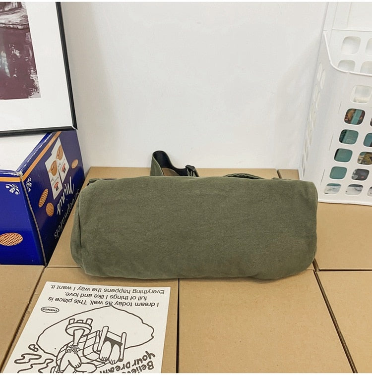 Female Canvas Fabric Hobo Soft Slouchy Shoulder Bag