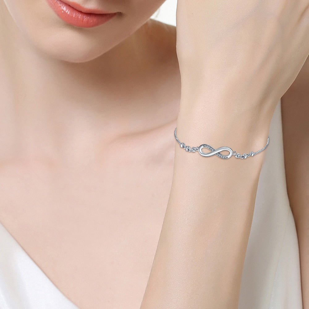PANDACH Authentic 925 Sterling Silver Infinity Adjustable Bracelet