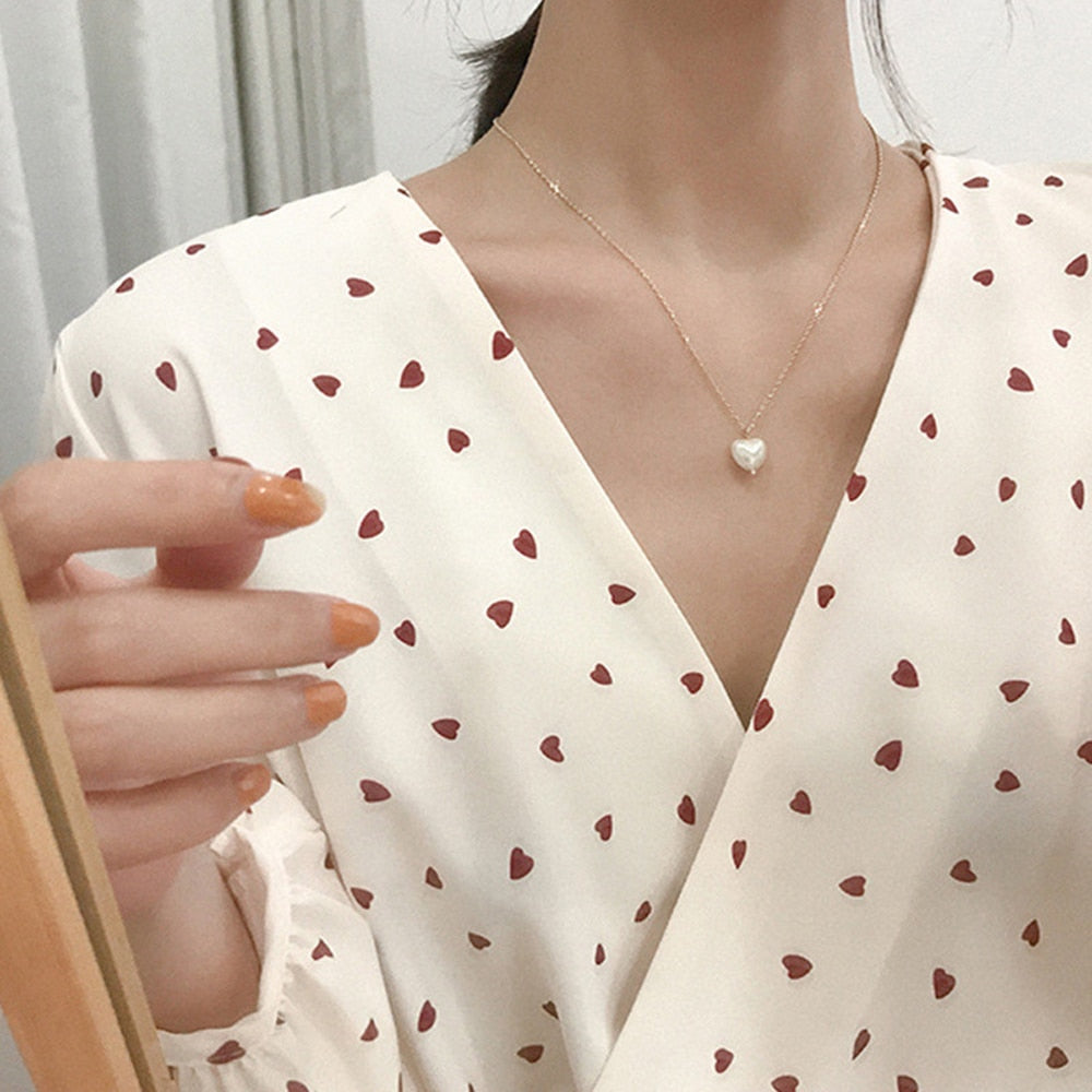 SUMENG Beads Neck Chain Kpop Pearl Choker Necklac