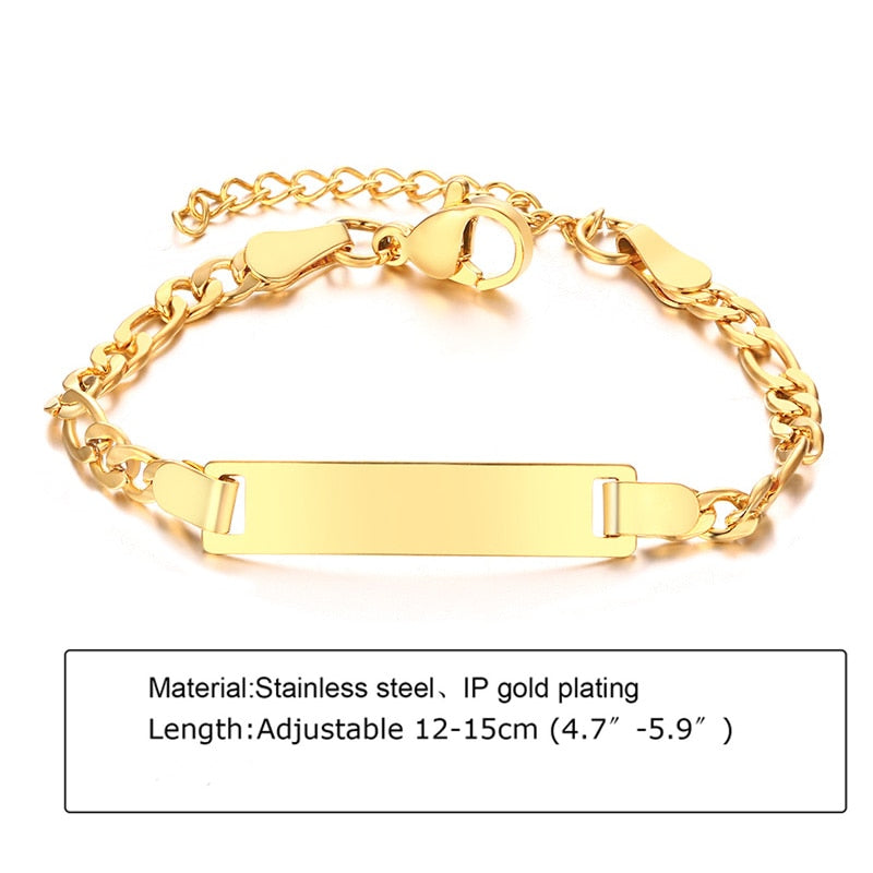 Custom Personalized Name Baby ID Stainless Steel Bracelet